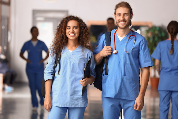 Man and woman in nursing clothes