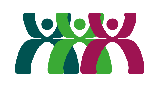 Logo Fellowship des SMWK Sachsen kreatives Logo in den Farben dunkel grün, hell grün und pink