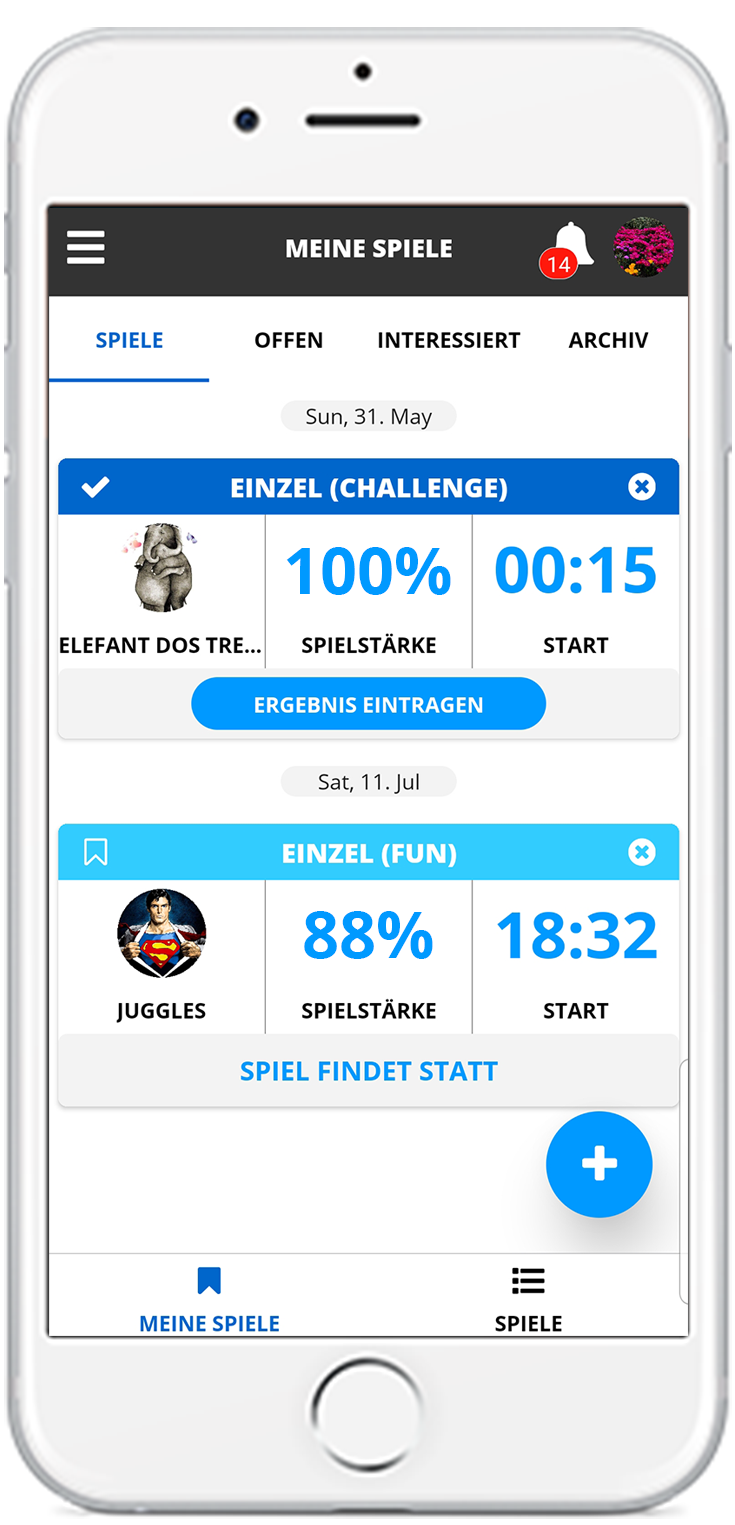 Foto: TruePlay Foto Oberfläche Smartphone Meine Spiele verschieden Auswertungen