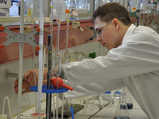 Working in the chemistry lab