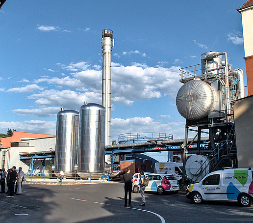 Areal der Stadtwerke in Zittau mit Fahrzeugen