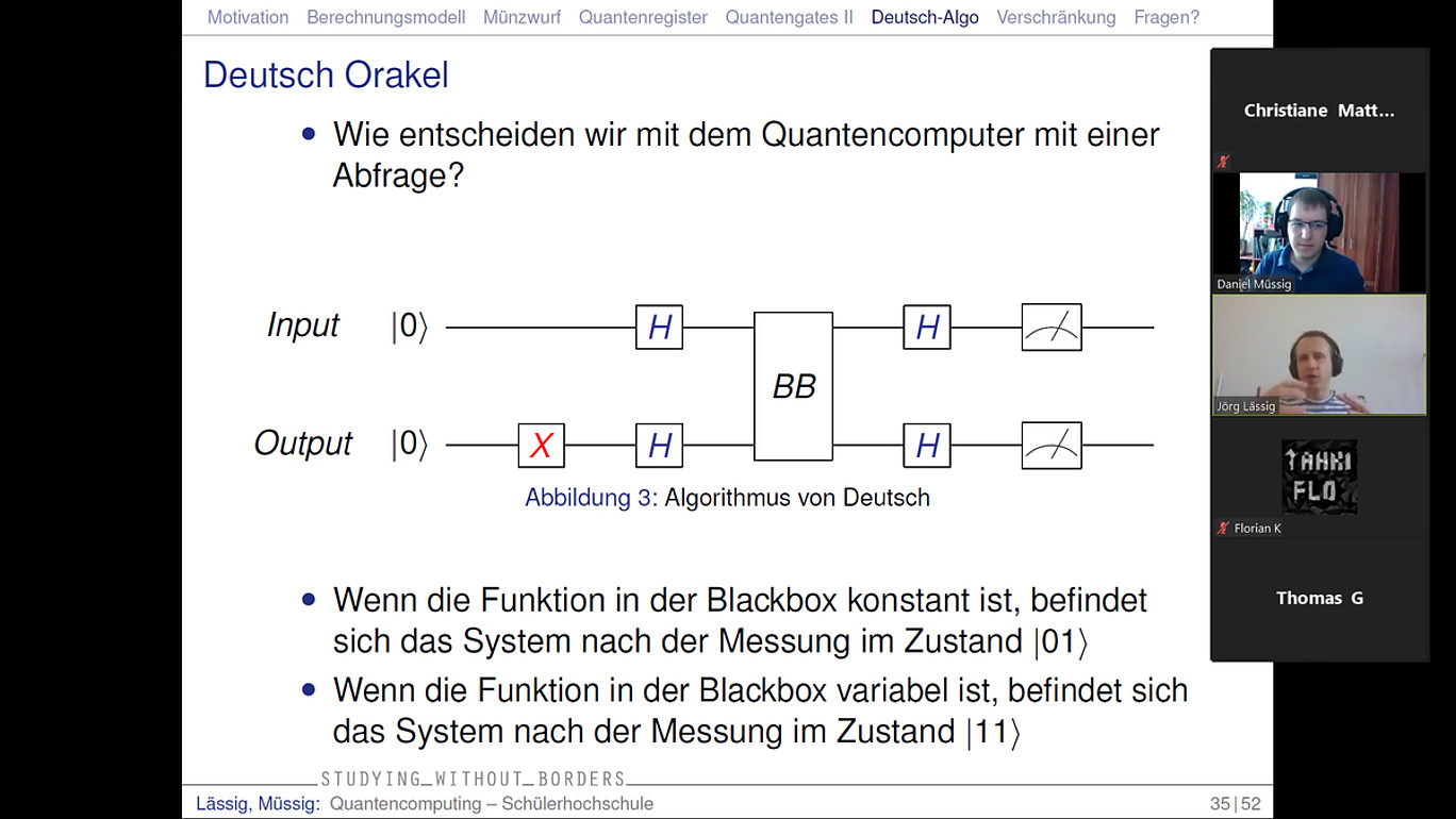 Schüler-Hochschule am Samstag zum Thema „Quantum Computing“