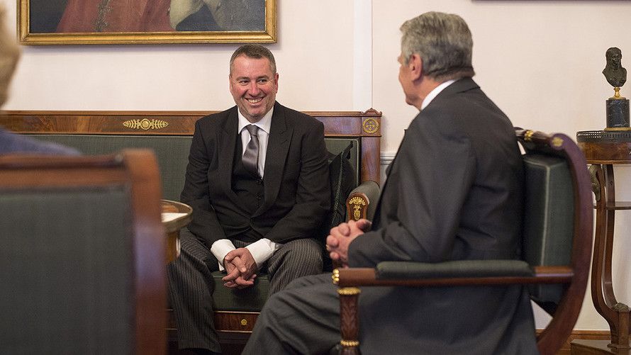 Federal President Joachim Gauck accepts the credentials of H. E. Peter Györkös