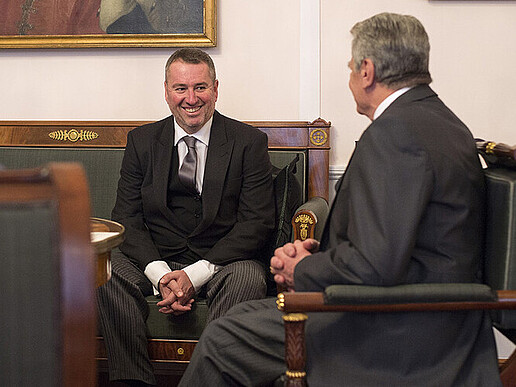 Federal President Joachim Gauck accepts the credentials of H. E. Peter Györkös