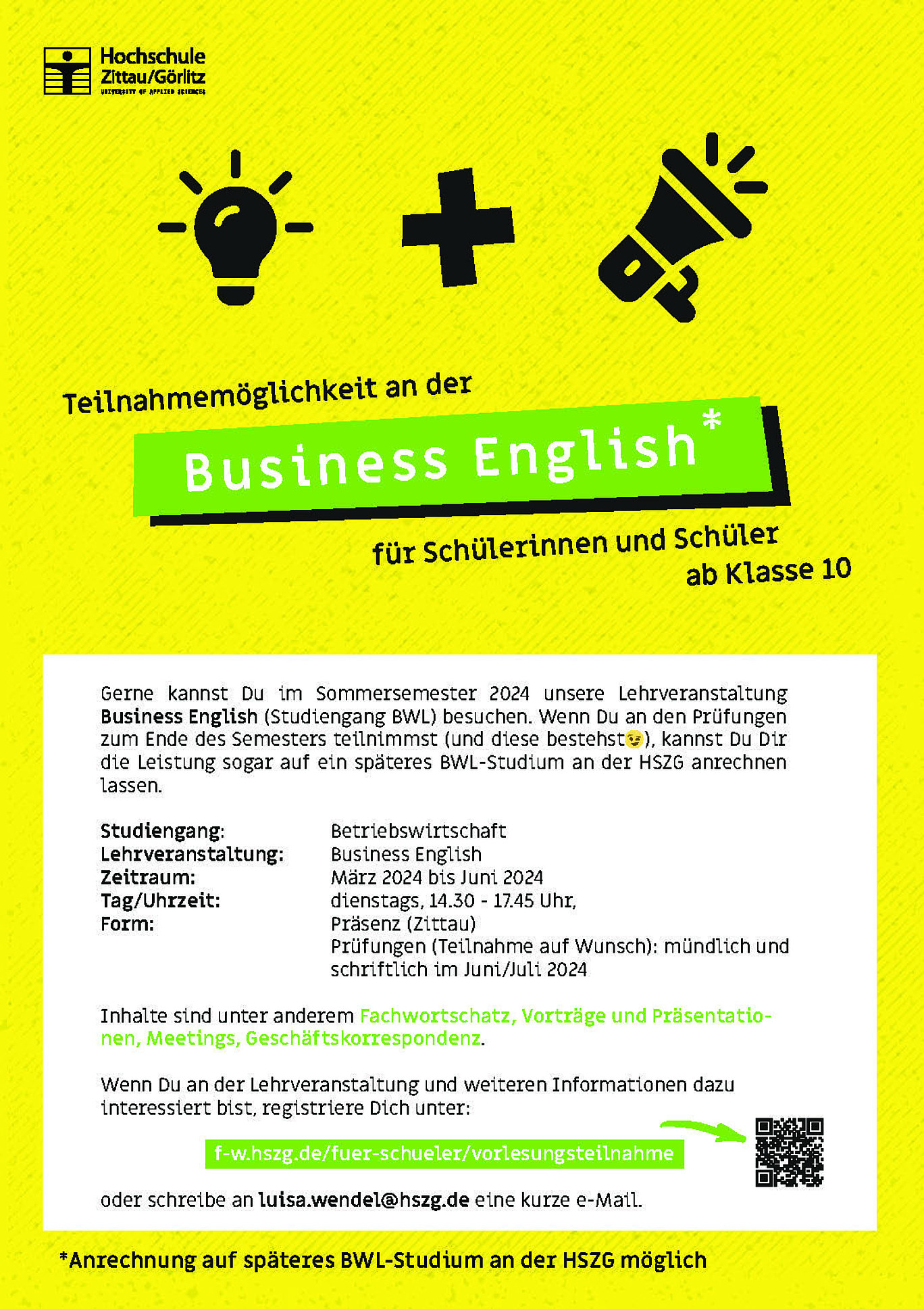 Poster mit Informationen zur Vorlesung