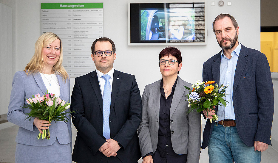 Foto: HSZG Prof. Sophia Keil, Prof. Alexander Kratzsch, Karin Hollstein, Prof. Raj Kollmorgen