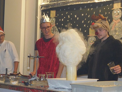 The chemistry department delighted the audience with the Christmas story of Rudolph the reindeer