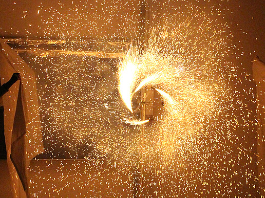 Flying sparks on the stage