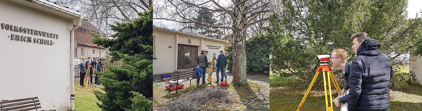 Studierende der Wohnungs- und Immobilienwirtschaft beim Digitalisieren der Volkssternwarte in Zittau.