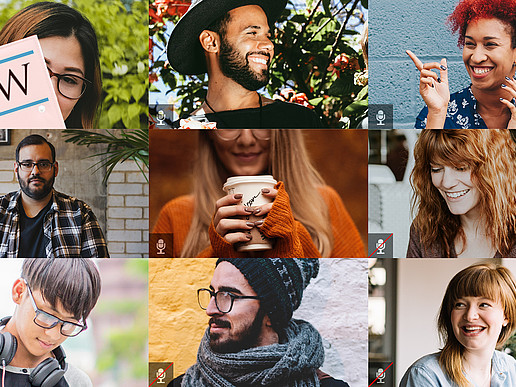 Nine different people in the online meeting