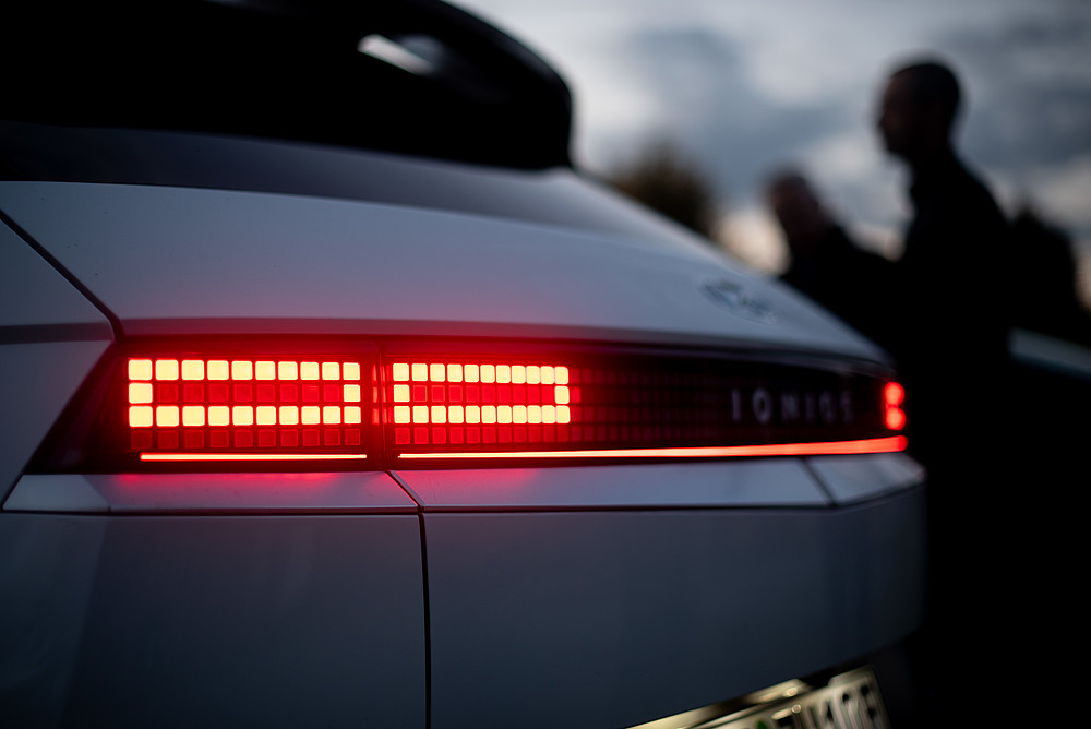 Headlights of an electric car