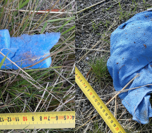Plastic waste on a meadow