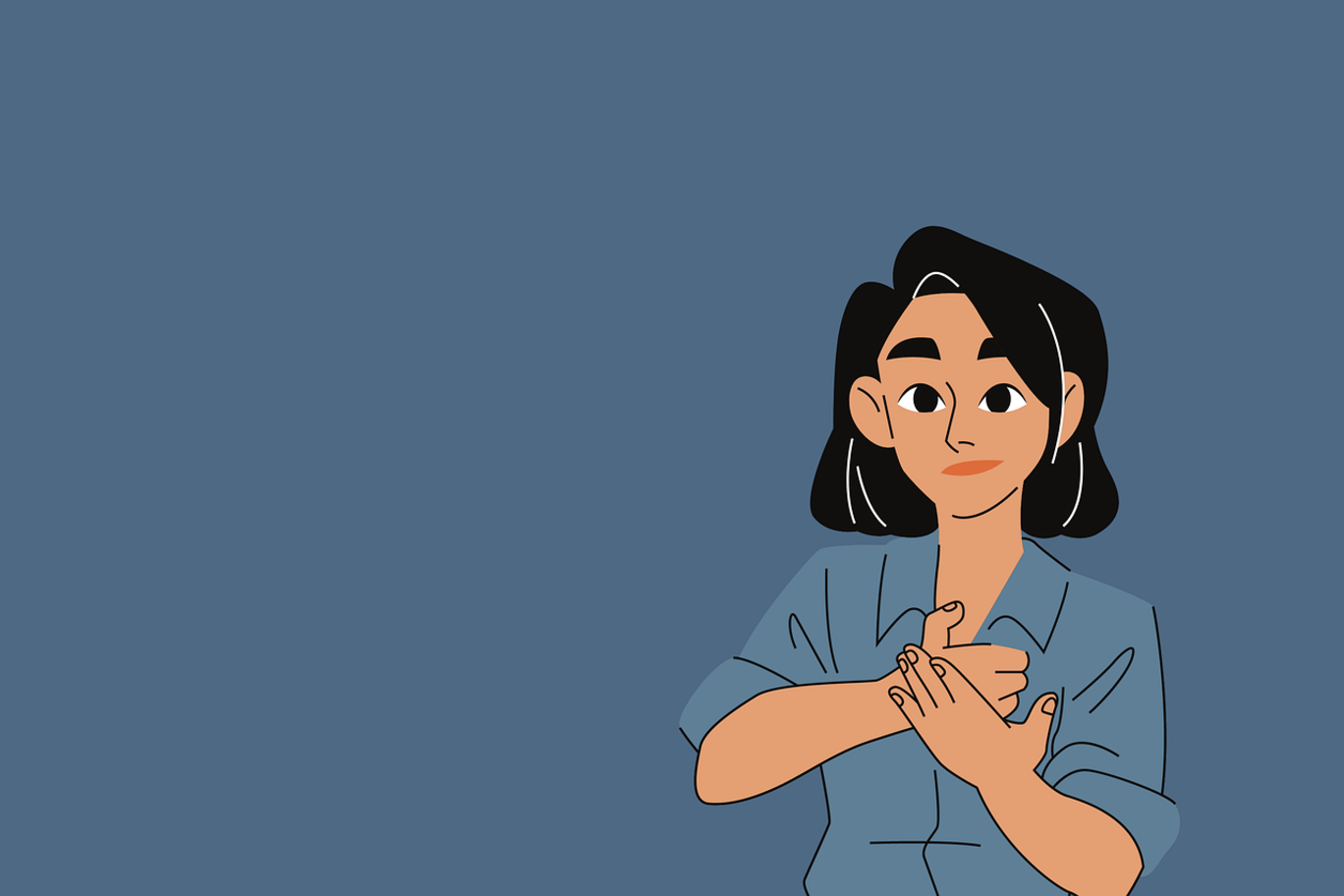 Frau mit symbolischer Gebärdensprache 