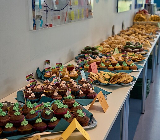 A photo of the coffee and cake buffet