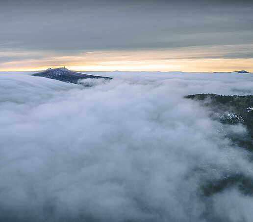 Zittau mountain landscape with cloud cover
