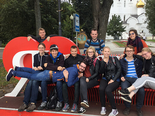 Are German students boring? Small group photo during a city tour