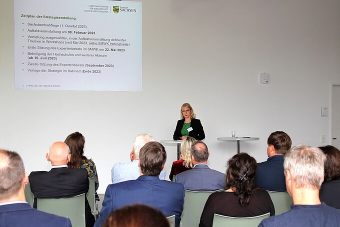 Dr. Marzena Schöne in front of an audience