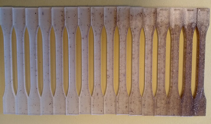 PP series with 0% fibers up to 50% by volume fibers in PP