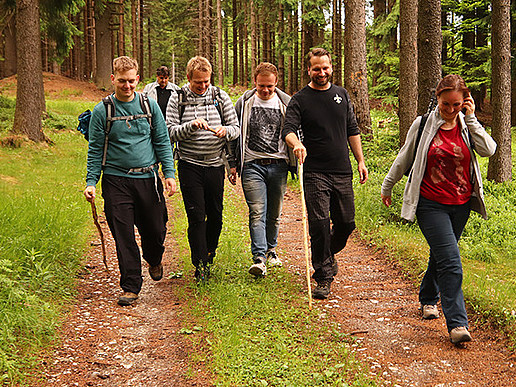 Good mood during the hike through the Giant Mountains