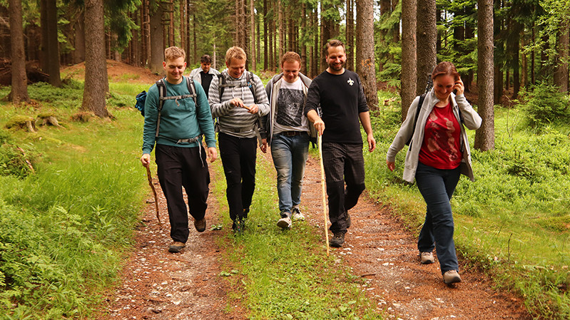 Good mood during the hike through the Giant Mountains