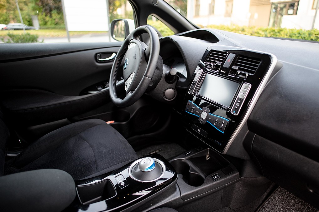 Cockpit of an electric car from the inside