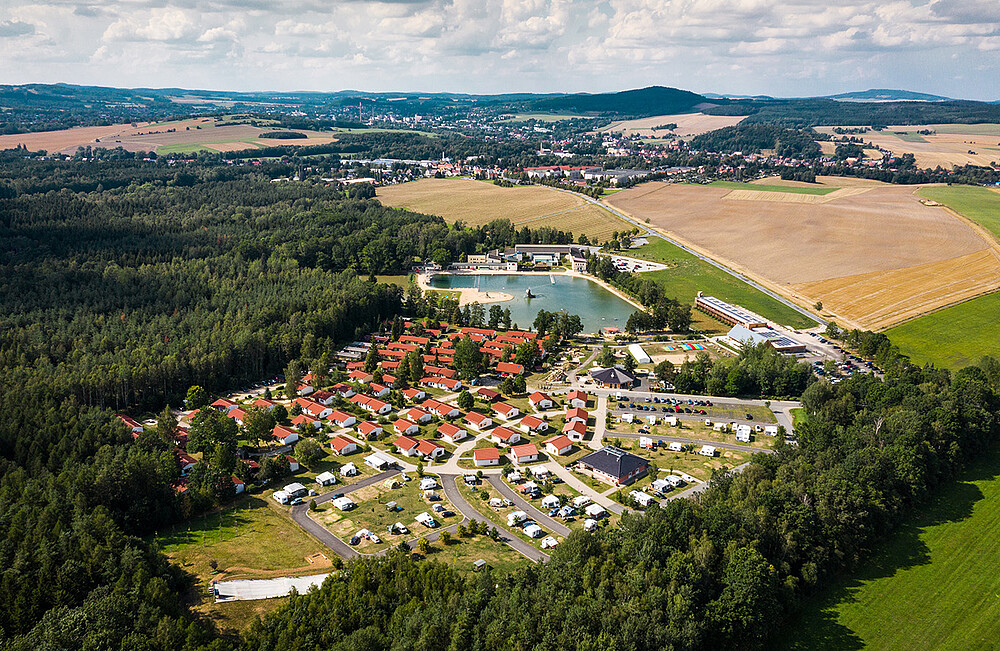Blick von oben auf den Trixi Ferienpark.