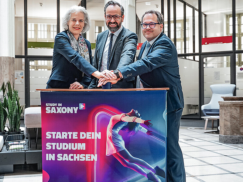 Rektorin der Universität Leipzig Prof. Dr. Eva Inés Obergfell, Wissenschaftsminister Sebastian Gemkow, Rektor der Hochschule Zittau/Görlitz Prof. Dr. Alexander Kratzsch