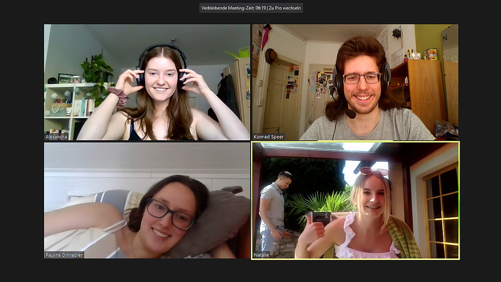 Screenshot of the four project participants in a video conference