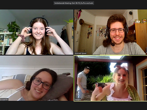Screenshot of the four project participants in a video conference