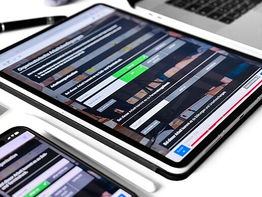 The BASA user interface is displayed on a smartphone and tablet.