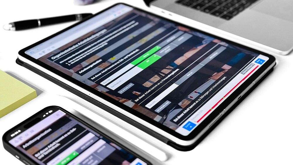 The BASA user interface is displayed on a smartphone and tablet.