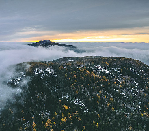 Zittau mountain landscape with cloud cover