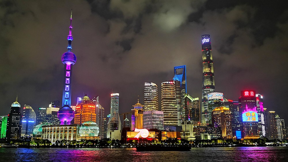 Skyline shot of Shanghai at night