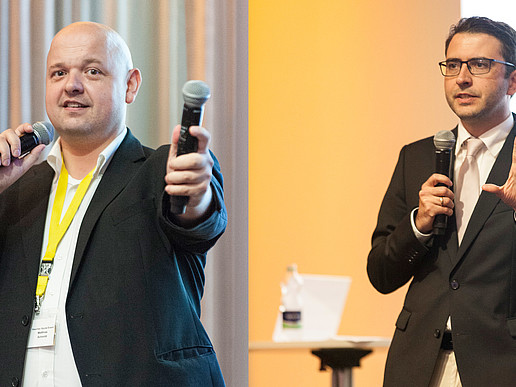 Prof. Dr. Matthias Schmidt (l.) and Prof. Dr. habil. Carsten Schermully (r.) gave the keynote speech on the topic of digitalization