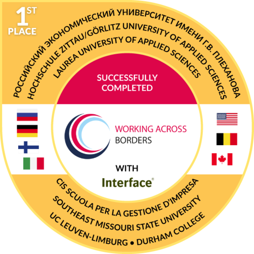 Working Across Borders Badge – erhielten alle Studierenden, die erfolgreich am Internationalen Interkulturellen Projekt teilgenommen haben (mit Nennung aller am Projekt beteiligten Partnerhochschulen)