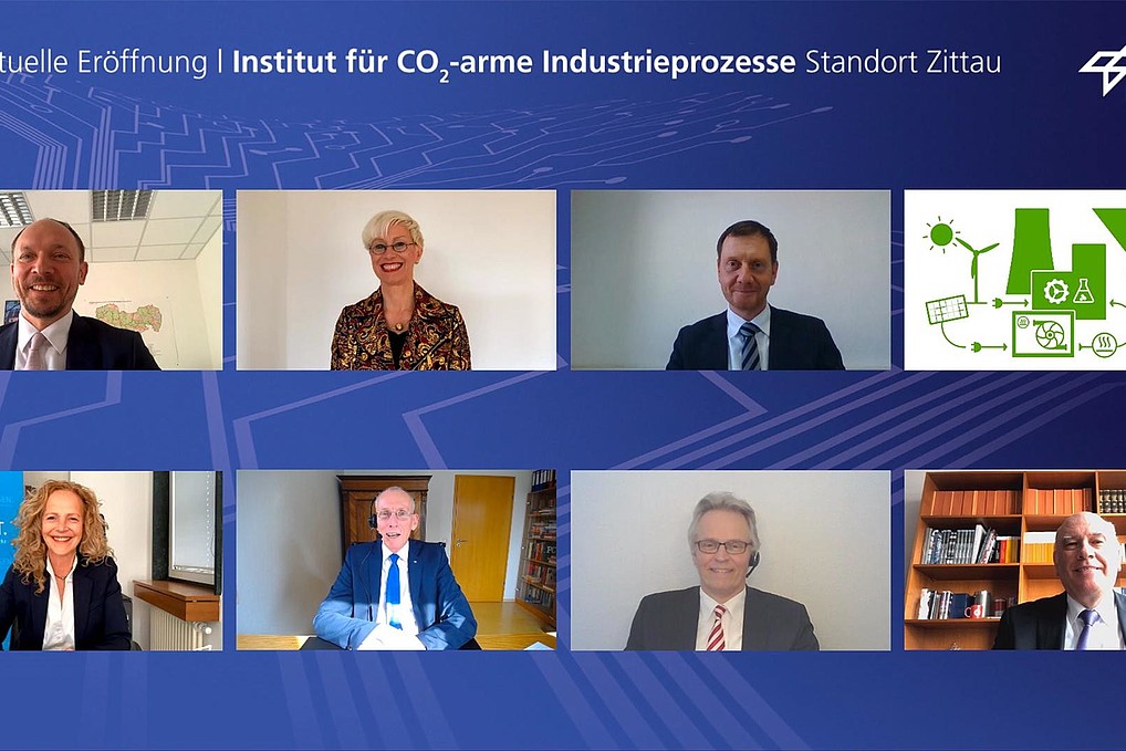 On display are guests of honor who attended the virtual opening ceremony of the new institute online.