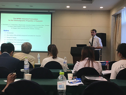 Dr. Herrmann, Zittau/Görlitz University of Applied Sciences, presented the new industry standard for calculating the thermodynamic properties of seawater at the 3rd International Conference on Water and Environment in Qingdao, China