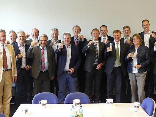 Meeting of the Nordakademie Foundation with Prof. Clemens Renker (3rd from right) Rectorate, Executive Board, Supervisory Board and representatives of the owners