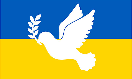 Friedenstaube mit Flagge der Ukraine
