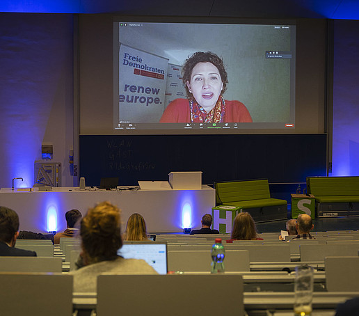 View of the video screen in the lecture hall