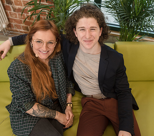 Presenter and Emil on the talk sofa