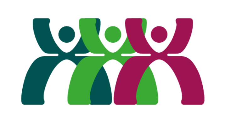 creative logo in the colors dark green, light green and pink