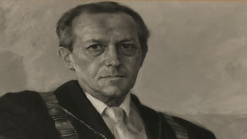 Gezeichnetes Schwarz-Weiß-Portrait von Prof. Gerhard Ackermann