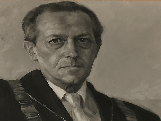 Drawn black and white portrait of Prof. Gerhard Ackermann