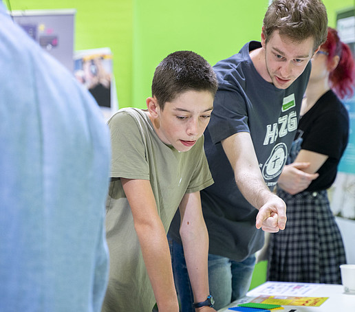 Pupils look around the HSZG stand.