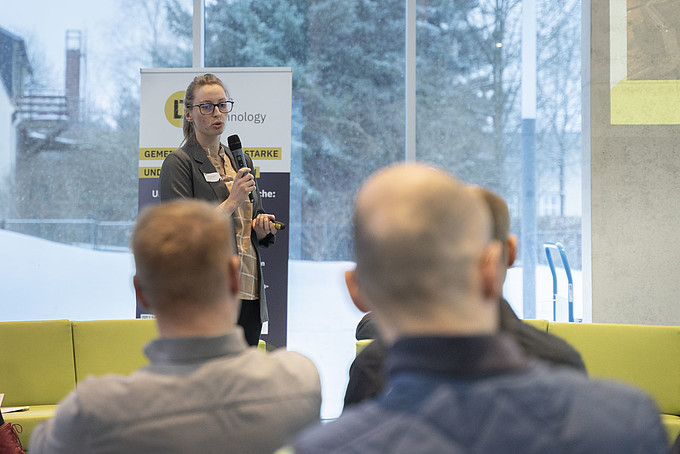 A lecturer in front of an audience